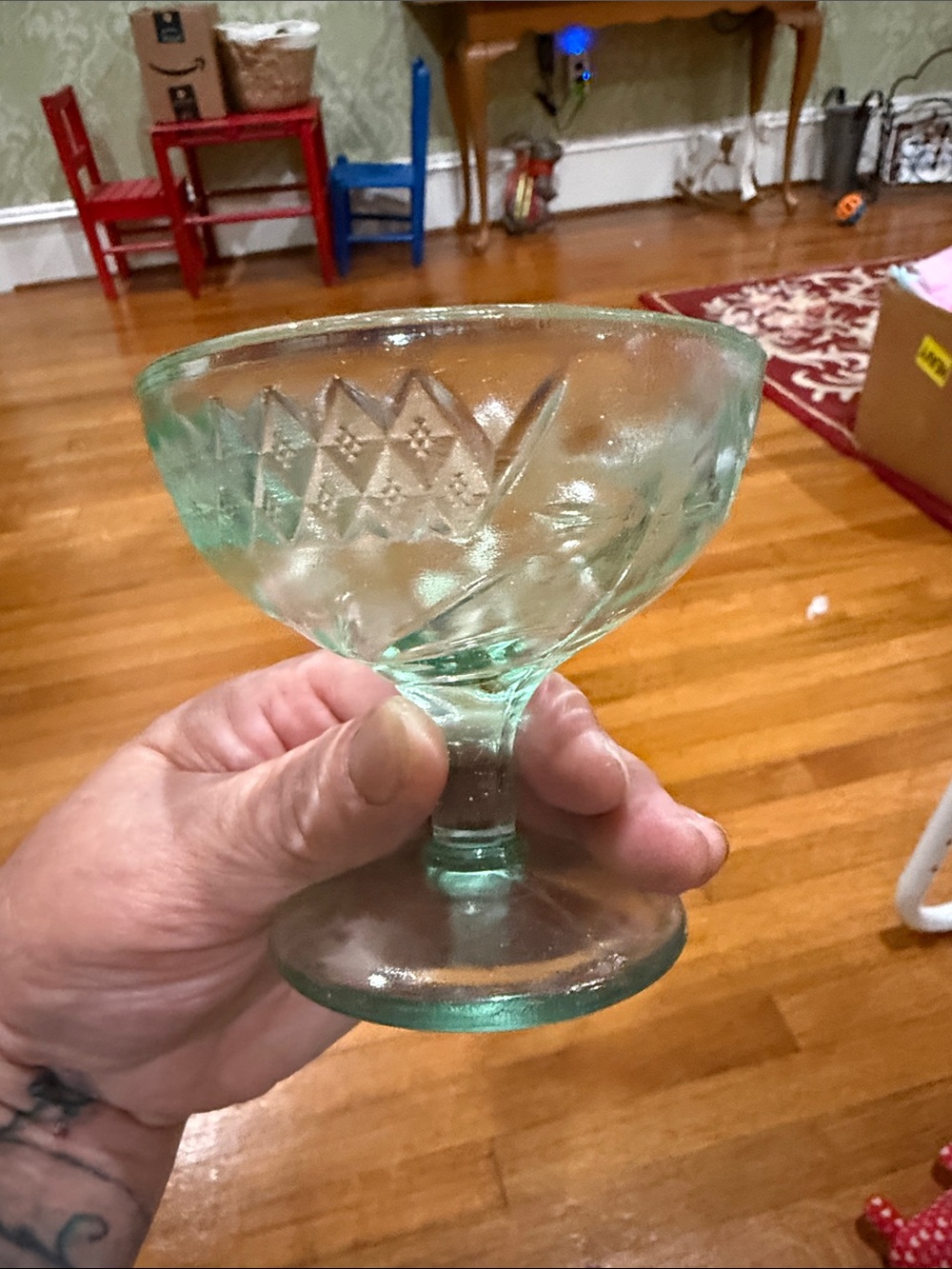 Vintage Green Depression Glass Desert Cups